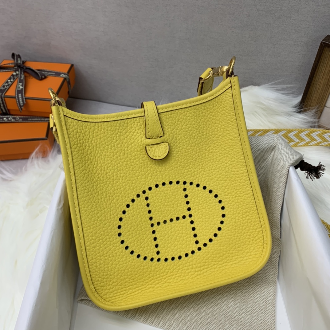 에르메스 미니 에블린16 옐로우 금장 끌레망스 가죽